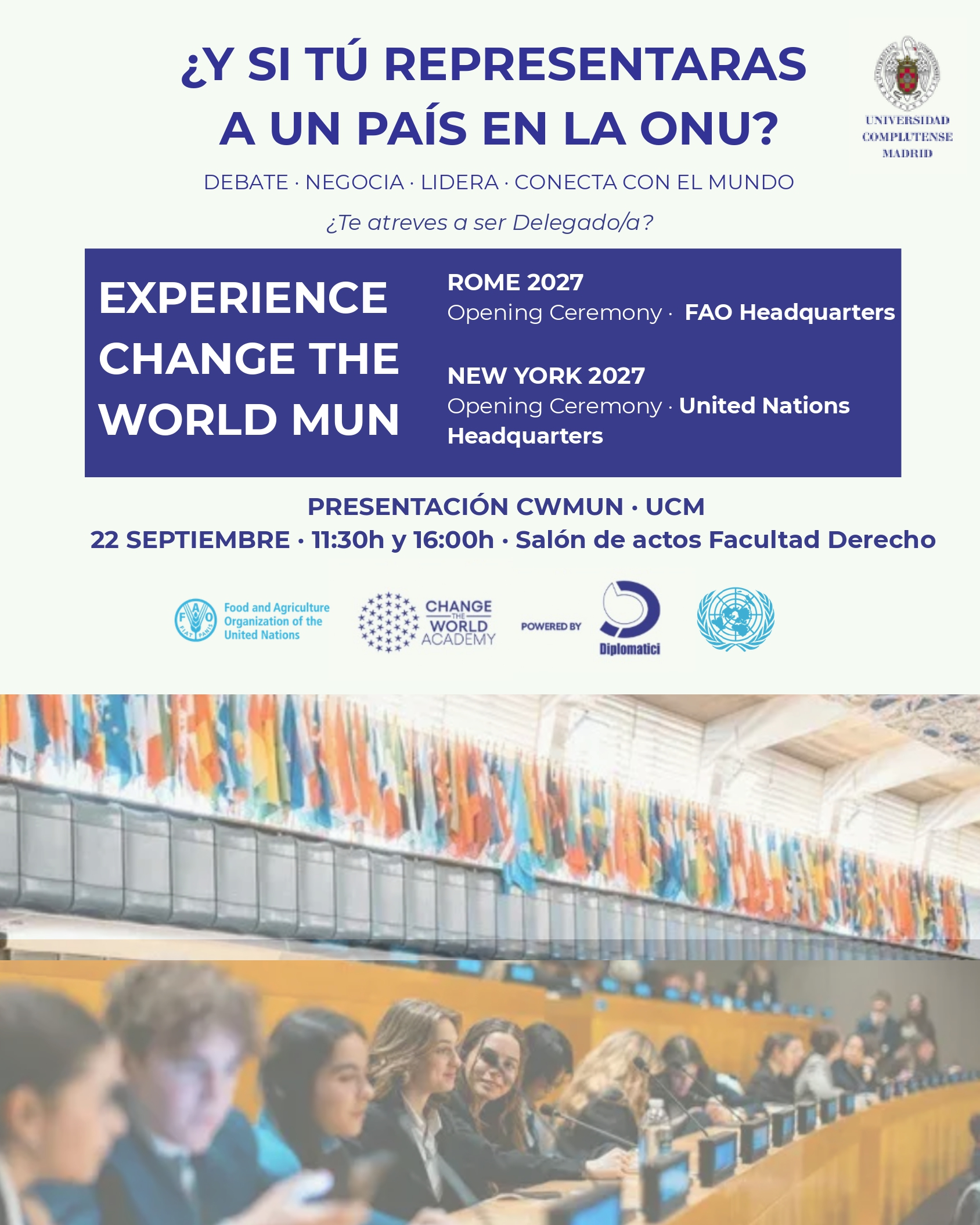 Vive la experiencia de representar a un país en la ONU (22 septiembre 2026) 